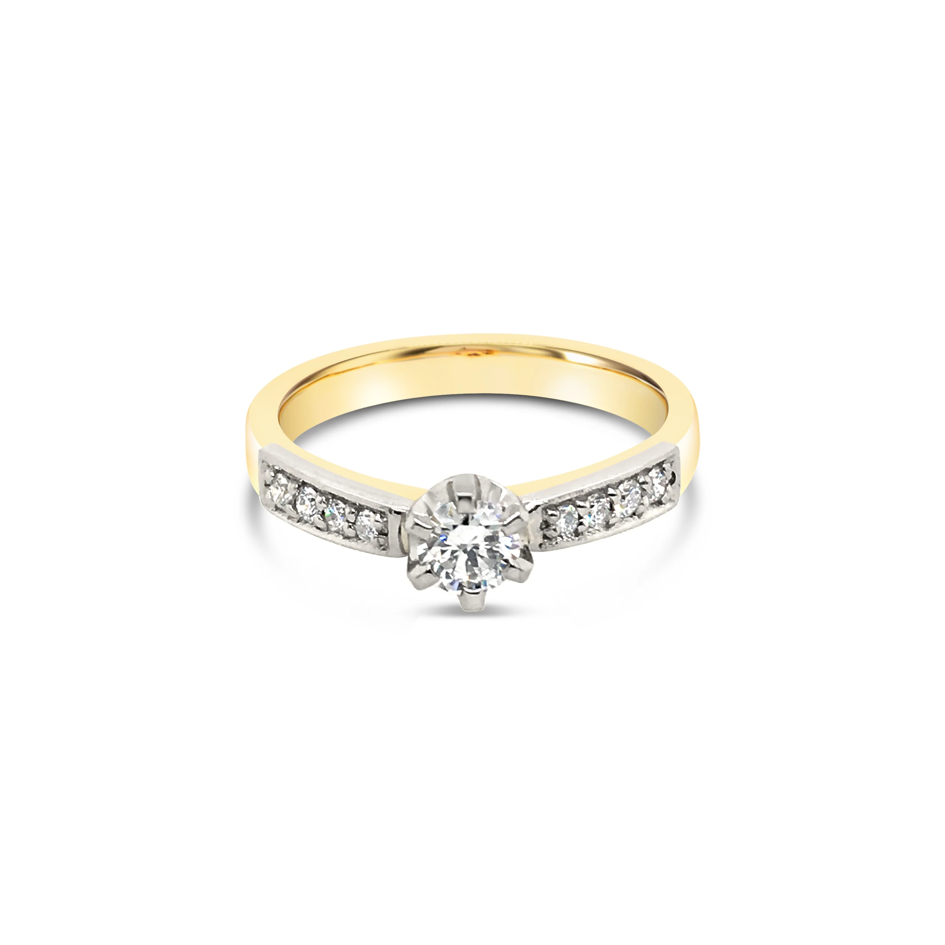 Diamond Set Solitaire with Diamond Set Shoulders